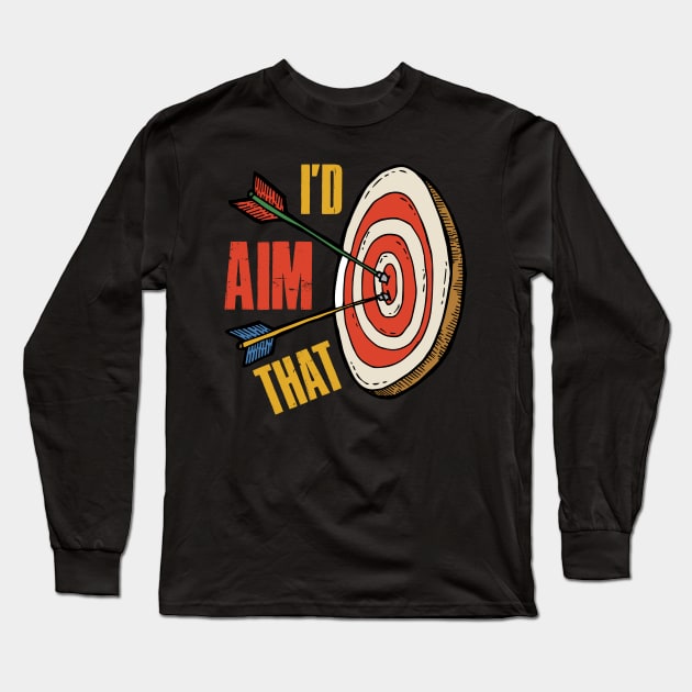 Bullseye Target Funny Archery Gift Long Sleeve T-Shirt by CatRobot